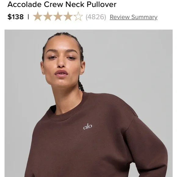 ALO Yoga women’s brown accolade crew neck pullover - Picture 2 of 8